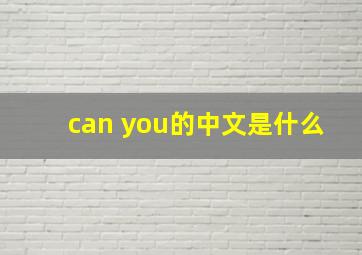 can you的中文是什么